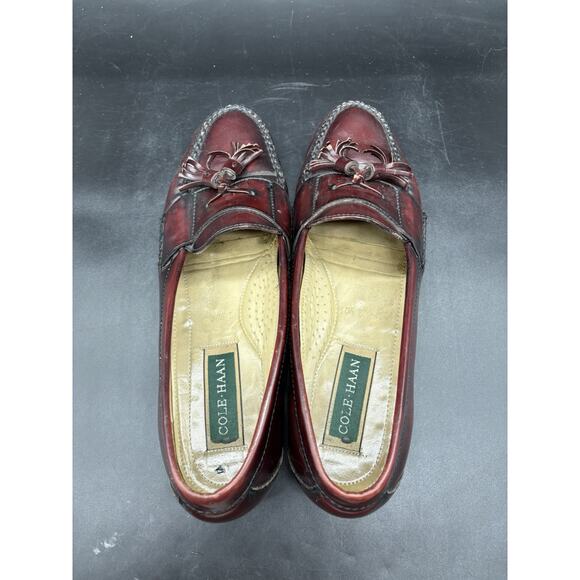 Cole Haan Shoes Mens 10.5 Red Leather Tassel Loafers Dress Moc Toe Vintage main image 4